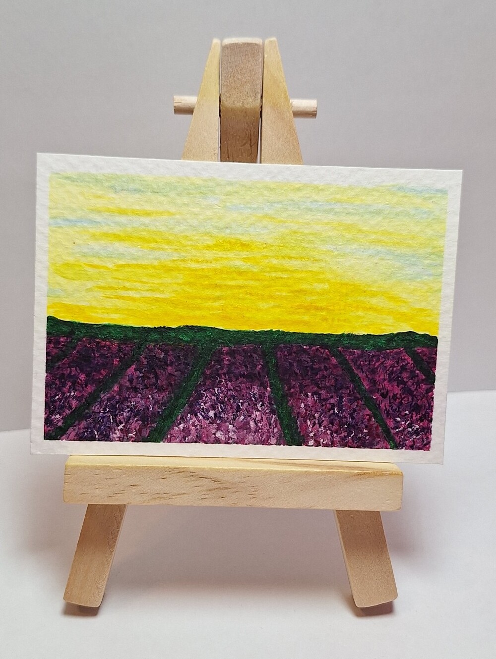 "Violet Fields" Hand-painted watercolor painting